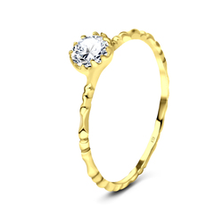 Gold Plated CZ Silver Rings NSR-2942-GP